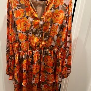 Emily Wonder Floral Satin Dress